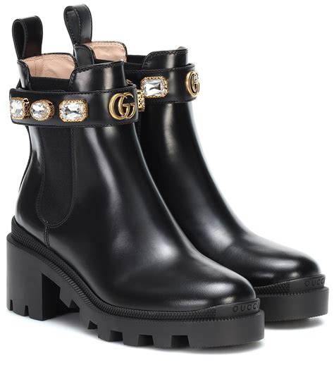 gucci boots black leather|gucci boots women black.